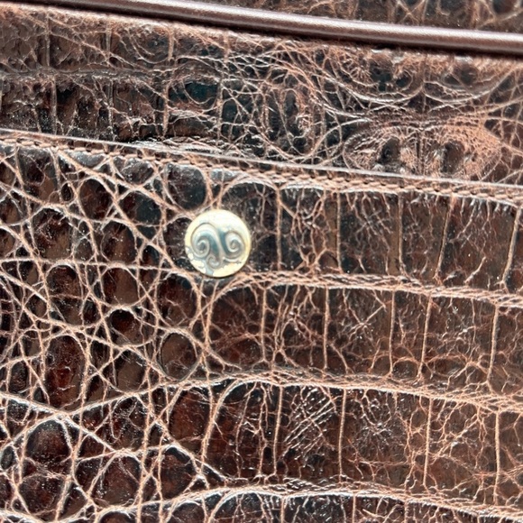 Brighton Brown Croc Embossed Leather Small Crossbody Bag BLEMISH - Picture 5 of 9